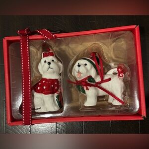 Blue Sky Holiday Dog Ornaments - Red and White